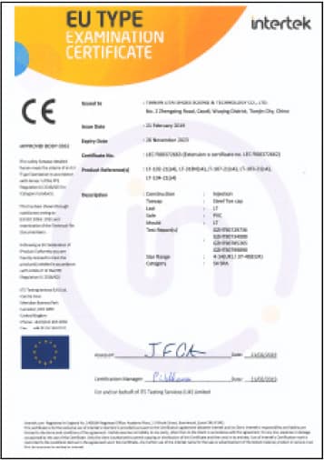 Second Intertek EU type-examination certificate preview for selected safety footwear