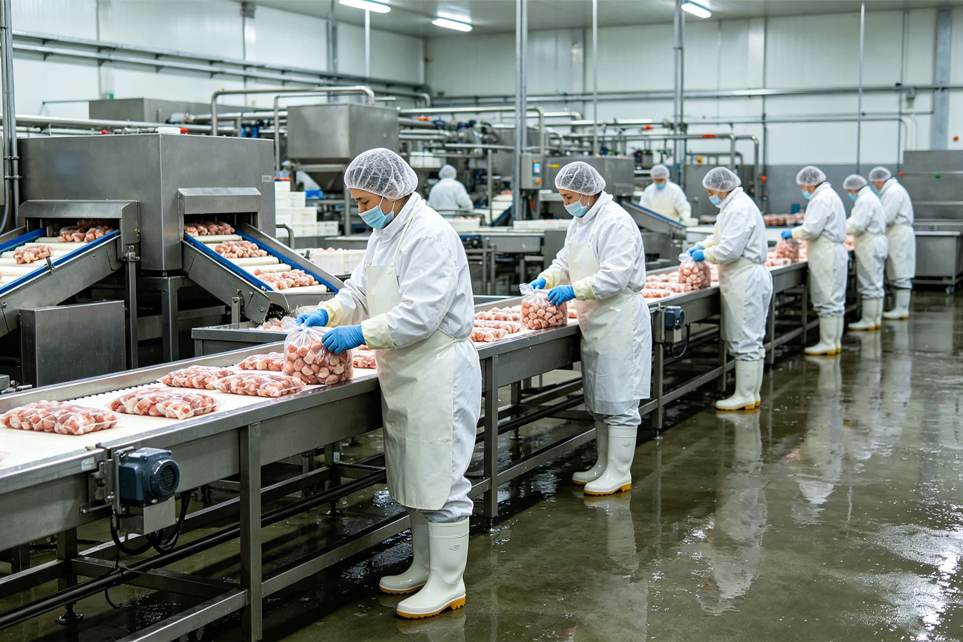 White safety boots for food processing and hygiene work areas