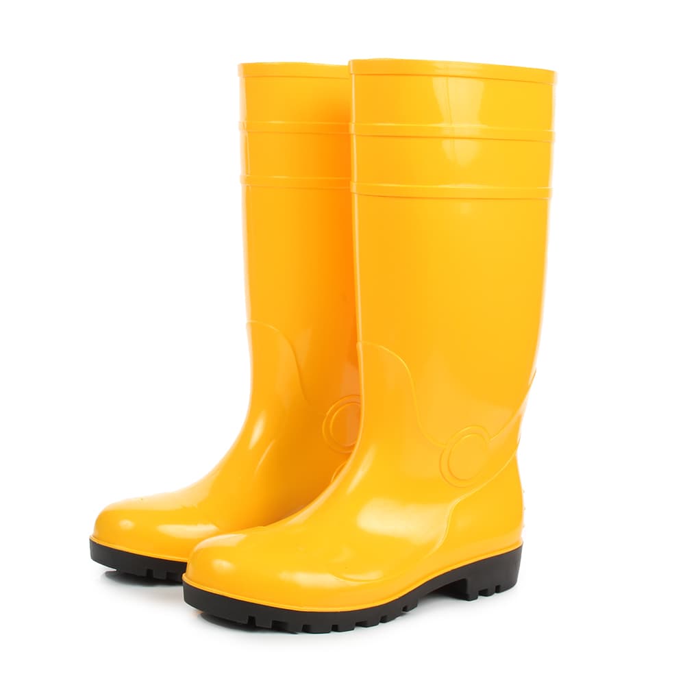 Waterproof PVC safety rain boots for wet industrial work